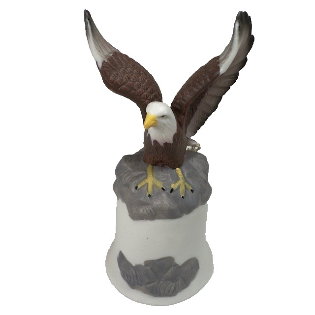 Classic Porcelain/Ceramic Bald Eagle Dinner Bell Matte Vintage