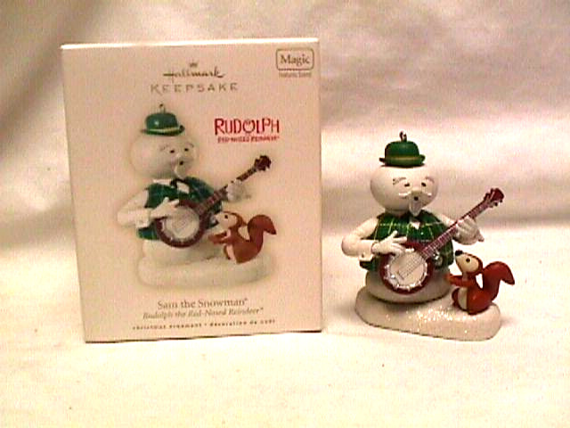 Hallmark 2008 Keepsake Ornament SAM THE SNOWMAN Rudolph Series w/Box WORKS euc