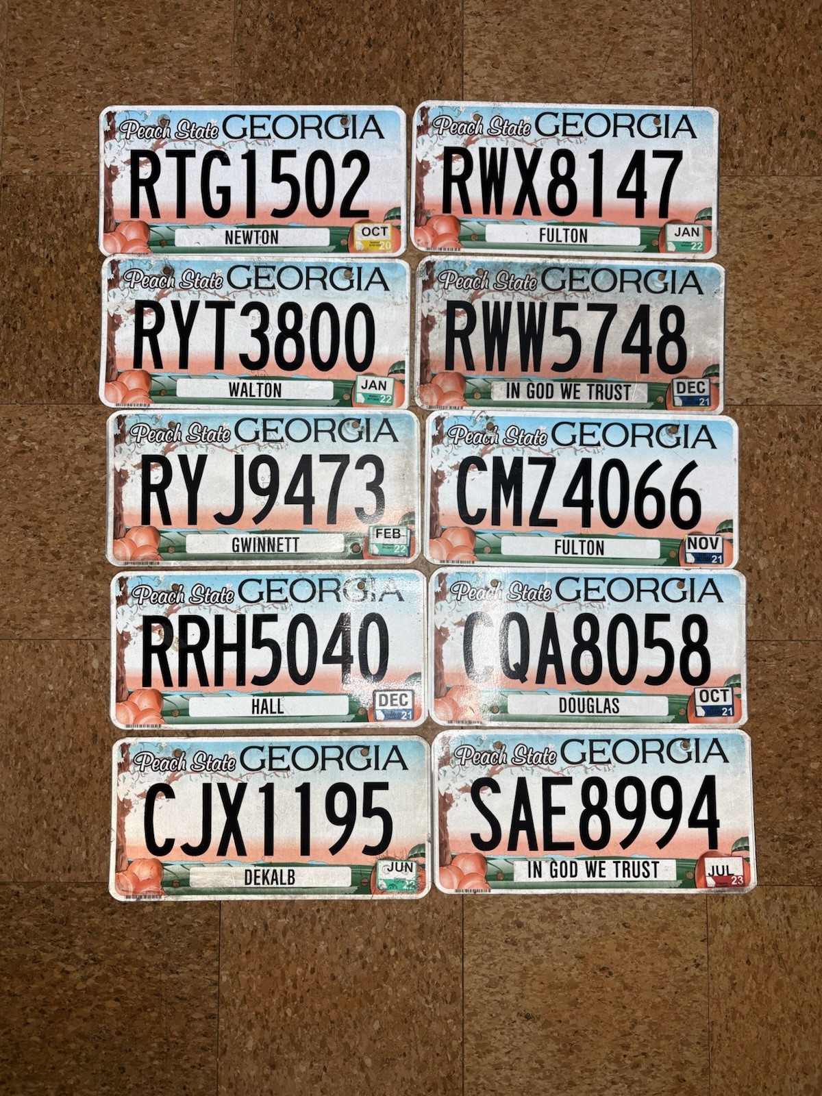 Bulk Lot of 10 Georgia License Plate Plates Peach State GA Crafts Expired Bulk Lot of 10 Georgia License Plate Plates Peach State GA Crafts Expired
