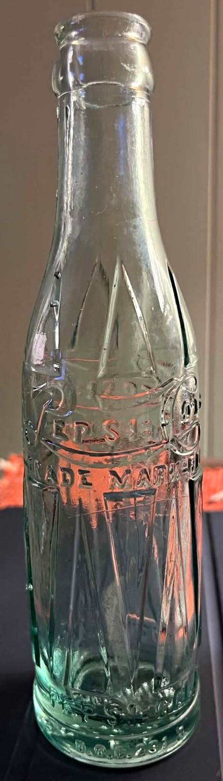 Rare 1920's Pepsi-Cola Soda Drum Bottle 6 1/2 fl oz Clear Glass, Suffolk, VA Rare 1920's Pepsi-Cola Soda Drum Bottle 6 1/2 fl oz Clear Glass, Suffolk, VA