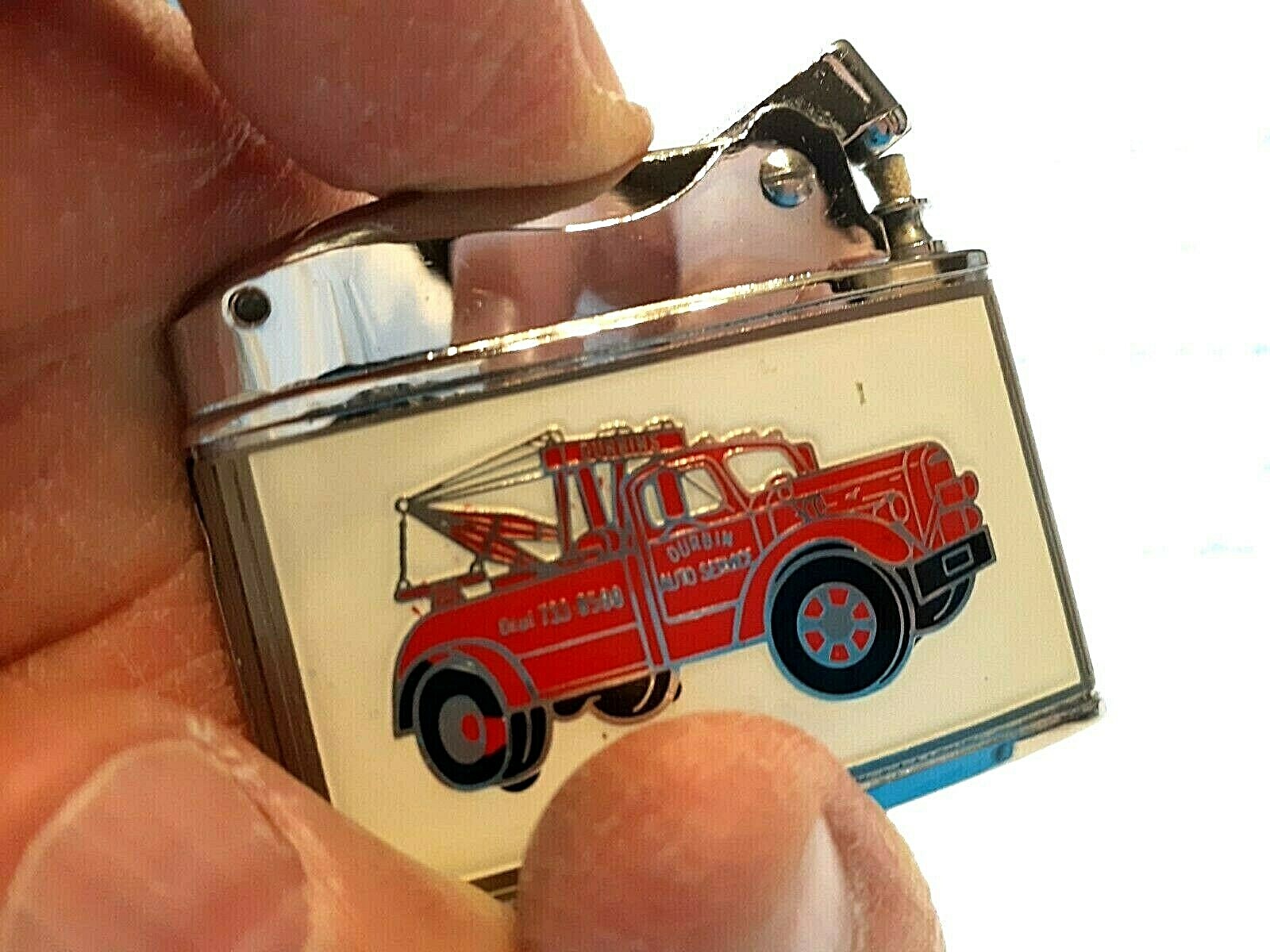 Vintage DURBIN AUTO SERVICE Ad LIGHTER / Complete, Clean & Works Great  [4654]