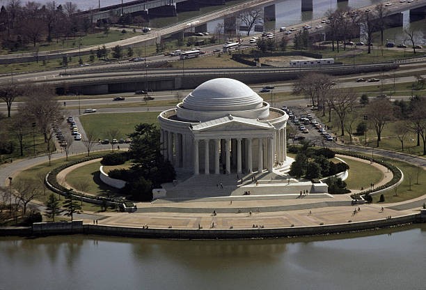 High angle view of Thomas Jefferson Memorial West Potomac Park sho- Old Photo
