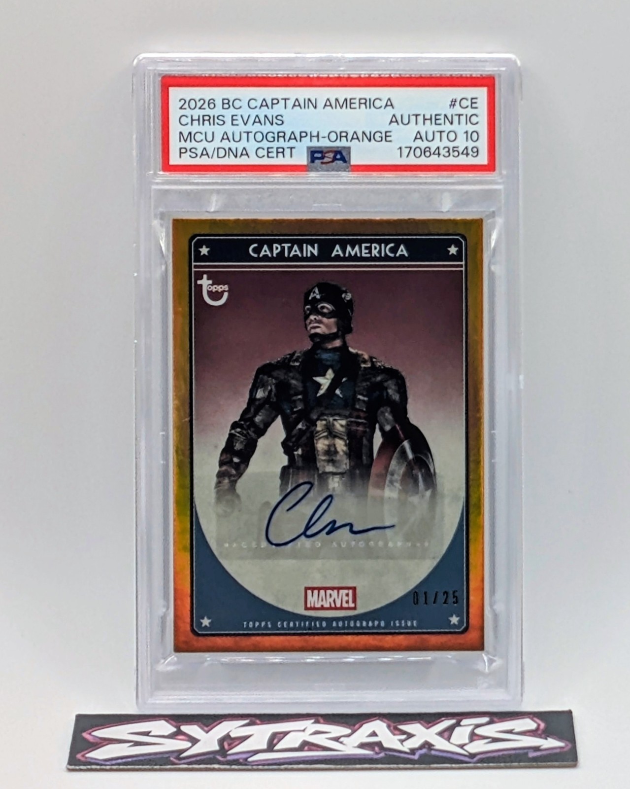 2026 Topps Marvel BC Captain America Chris Evans Auto PSA Authentic Auto 10 1/25 2026 Topps Marvel BC Captain America Chris Evans Auto PSA Authentic Auto 10 1/25