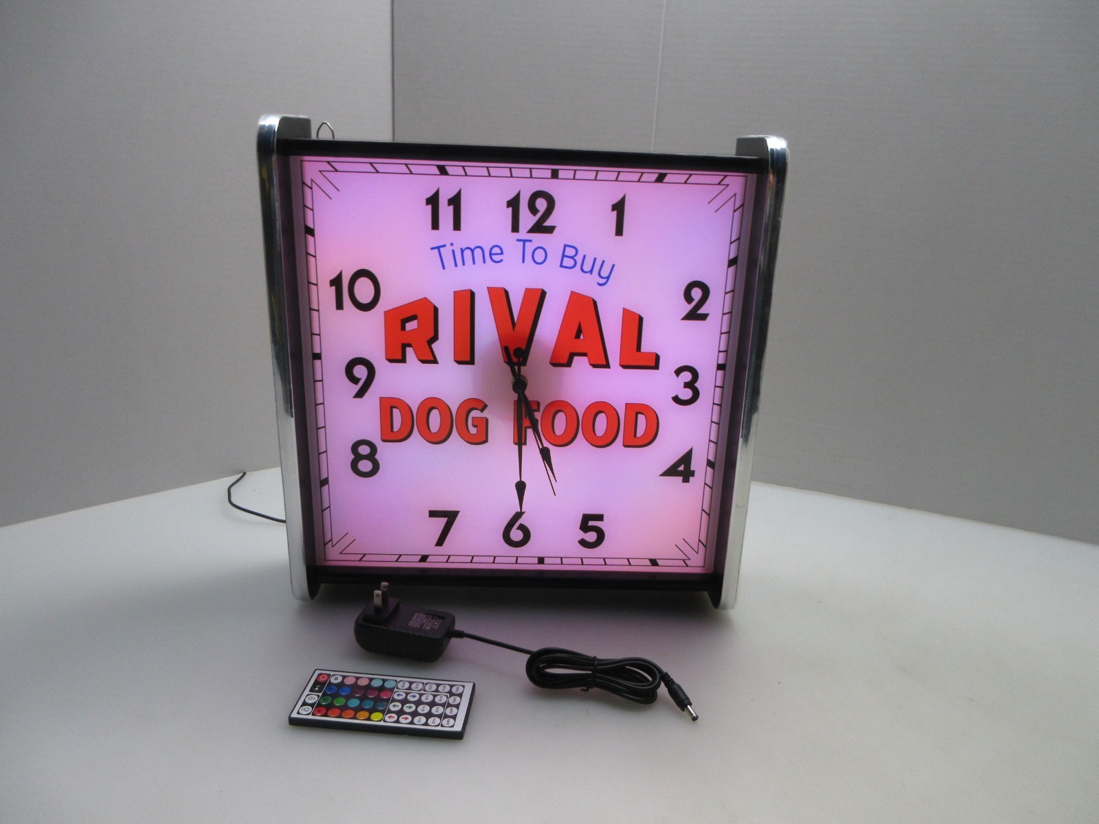 Rival Dog Food LED light up Advertising wall clock Brand New Rival Dog Food LED light up Advertising wall clock Brand New