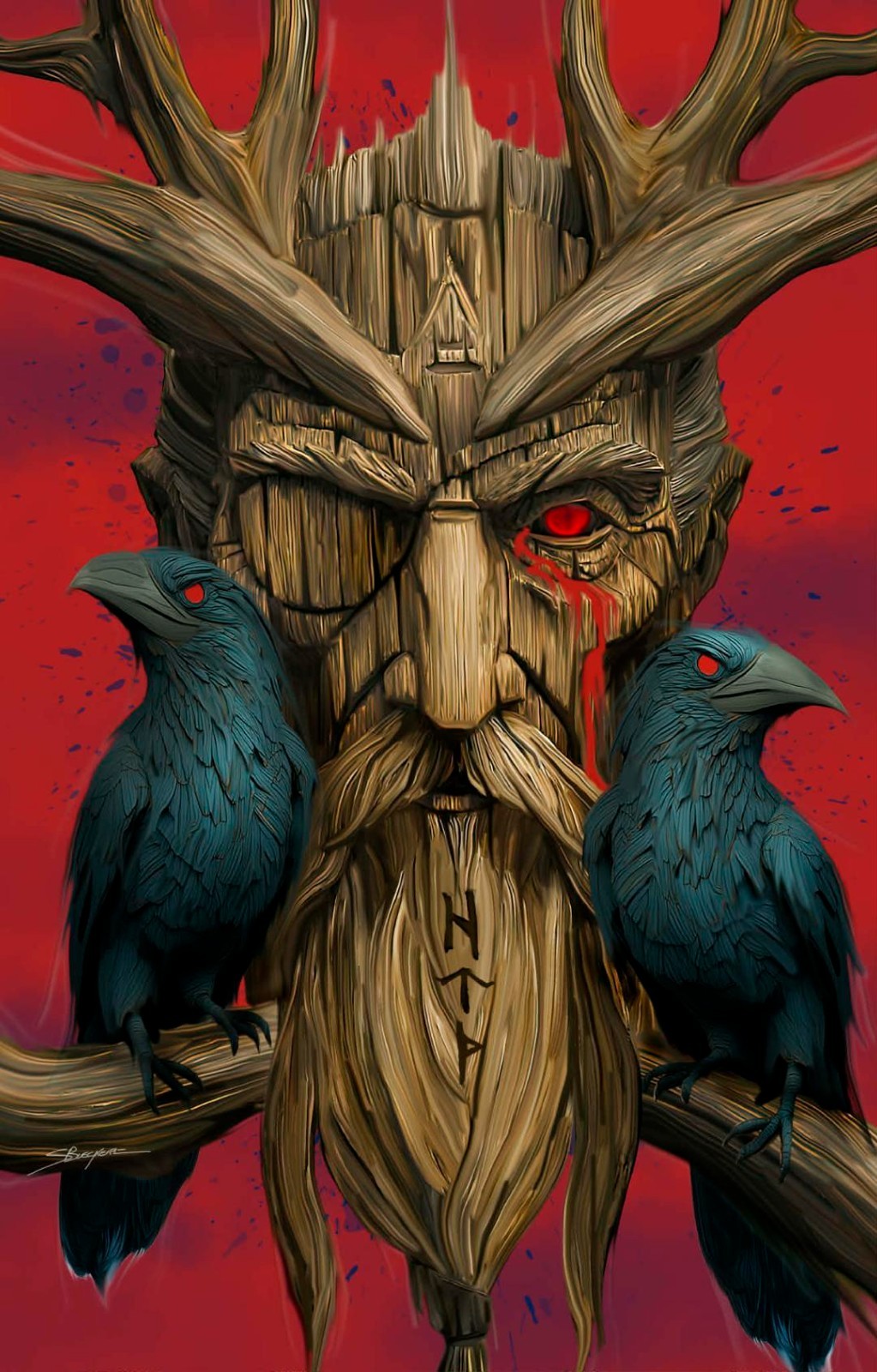 Odin #1 Sheldon Bueckert Red Variant Cover (B) Mad Cave Studios LTD 500