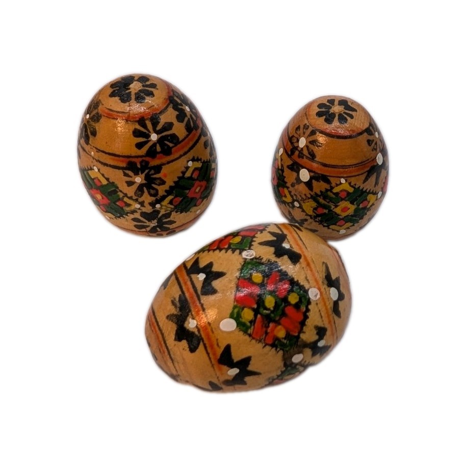 VTG Hand Painted Pysanky Ukrainian Wood Eggs Lot/3 Folk Art Traditional 1.75 VTG Hand Painted Pysanky Ukrainian Wood Eggs Lot/3 Folk Art Traditional 1.75
