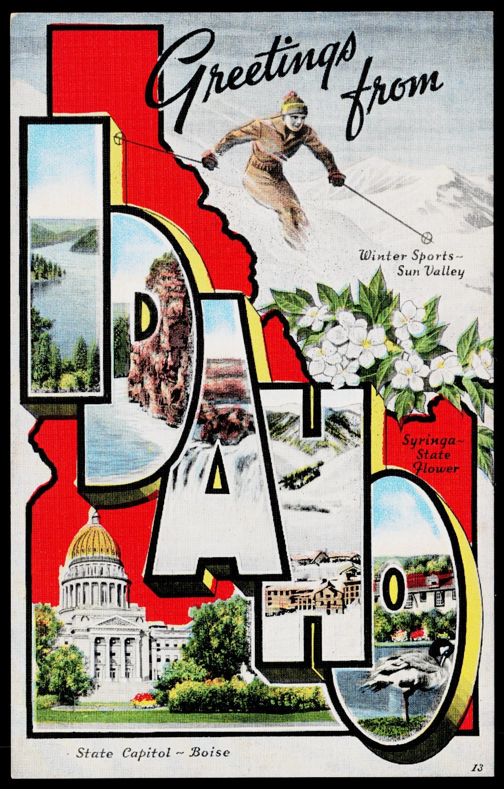Greetings from IDAHO -Large Letter Vintage Postcard Greetings from IDAHO -Large Letter Vintage Postcard