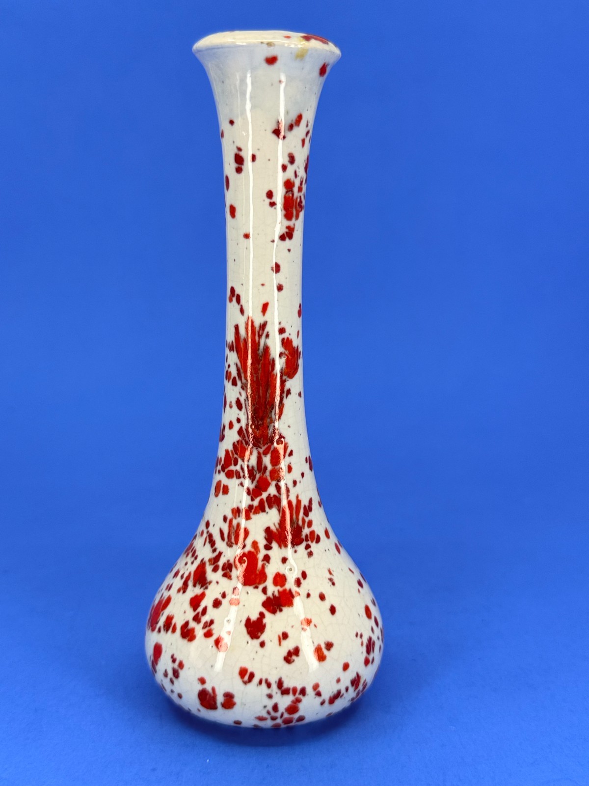 Vintage Speckled Red White Bud Vase Mid-Century Modern Vase For Small Spaces