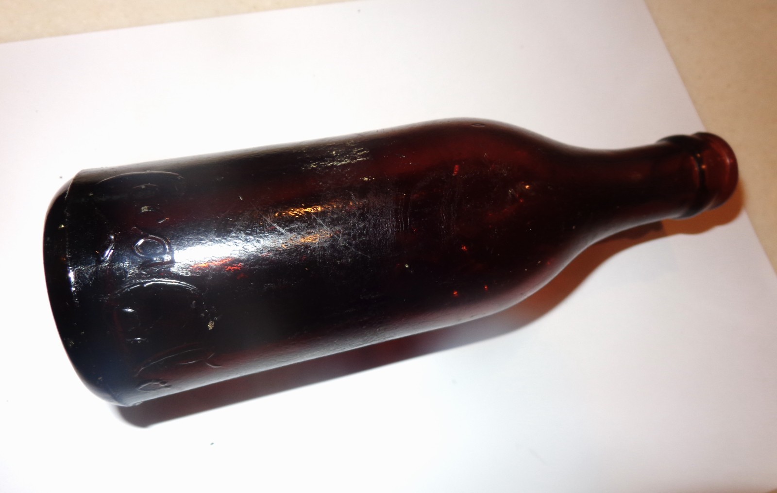 Coca-Cola Vintage Embossed Amber/Brown Glass Soda Advertising Bottle MARKED 1909