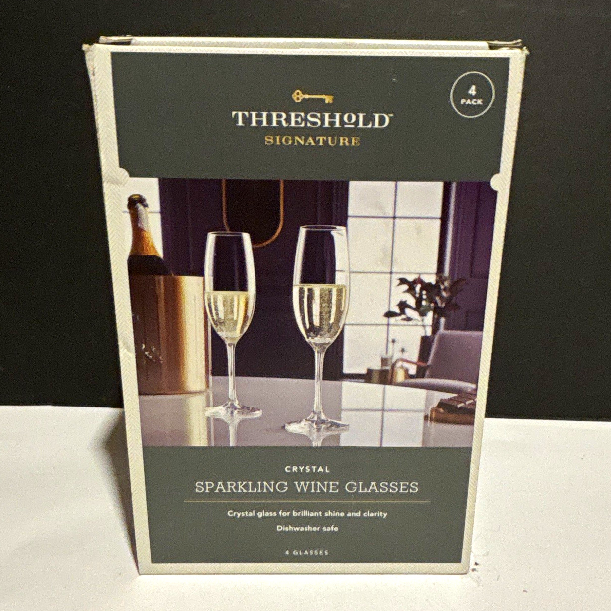 Threshold Crystal Champagne Flutes Set of 4 Clear 7.7 oz