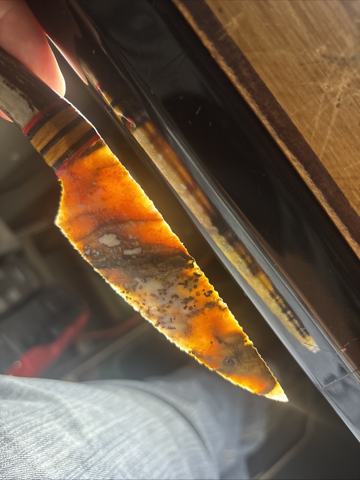 White Tail Deer Antler Knife Made By Mike Cook Beautiful Ocean Jasper Blade