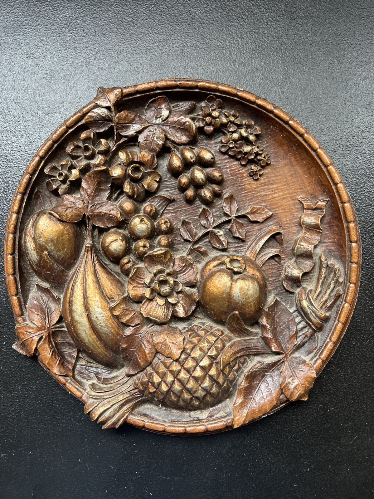 Vintage Syroco Gold Wood Fruit Wall Hanging Decor Hollywood Regency 9\
