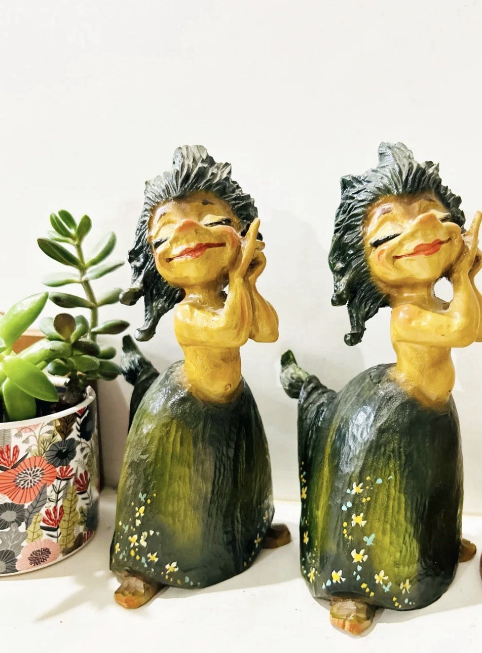 Vtg Henning Forest Spirits Huldra Figurine – Hand Carved Wooden Norway Folk Art