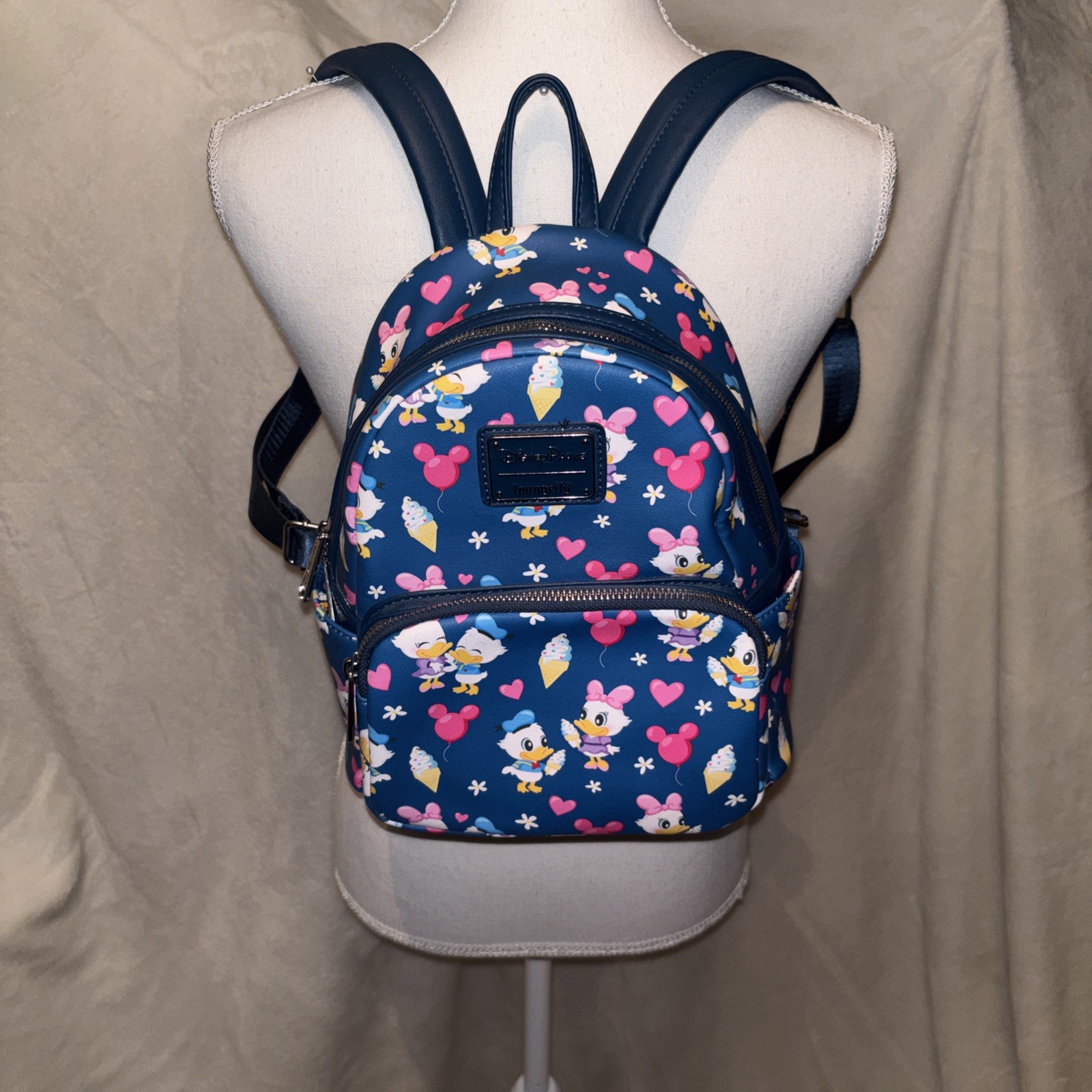 2022 Disney Loungefly Donald & Daisy Duck Ice Cream Mini Backpack Rare NWOT