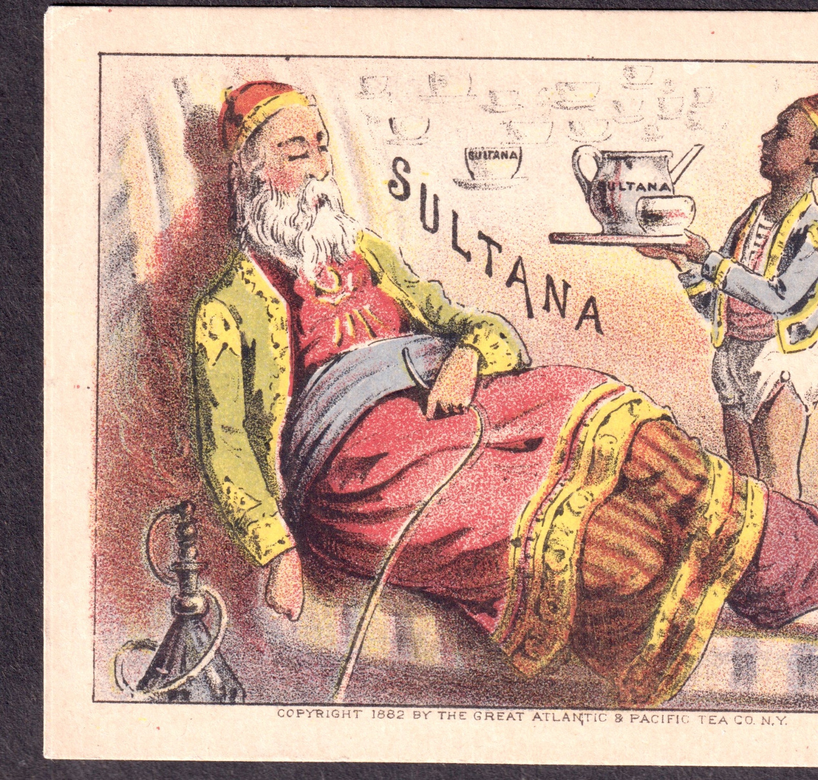 Antique Hookah 1882 Sheik Pipe Sultana Coffee Great A&P Tea Victorian Trade Card
