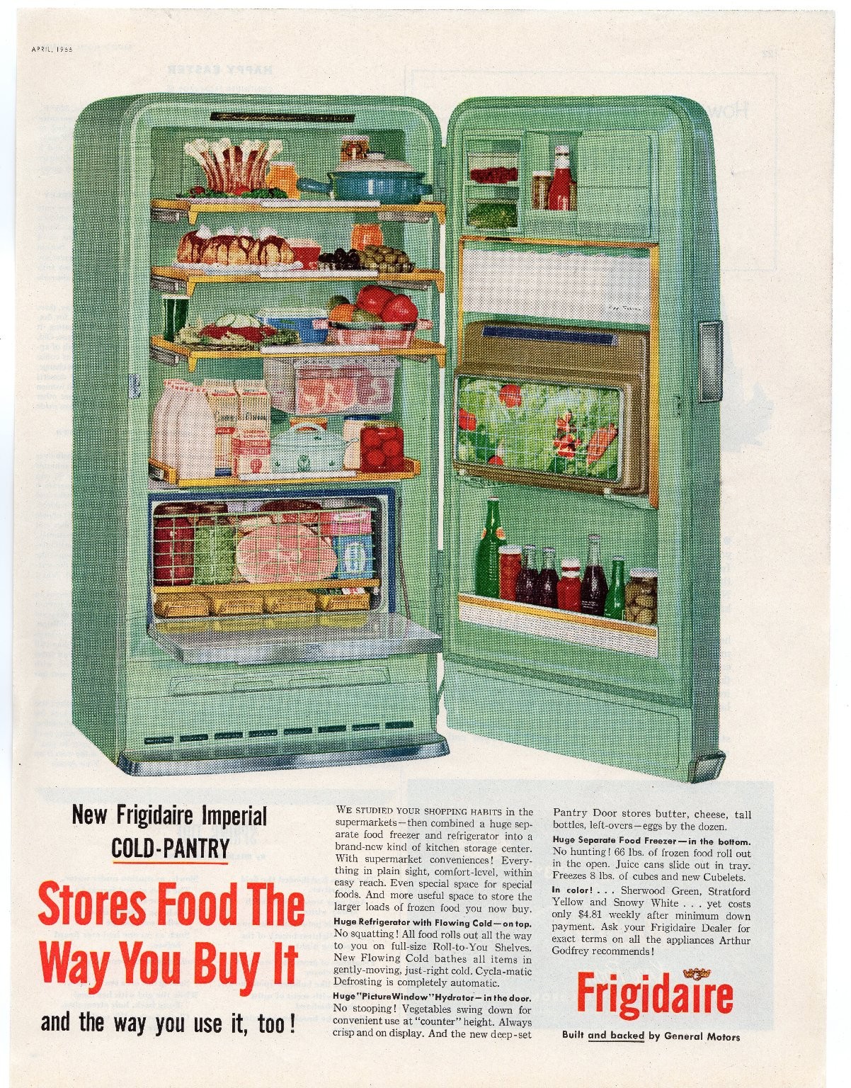 1955 Frigidaire Magazine Ad Imperial Cold-Pantry Refrigerator 1956 MCM 1955 Frigidaire Magazine Ad Imperial Cold-Pantry Refrigerator 1956 MCM
