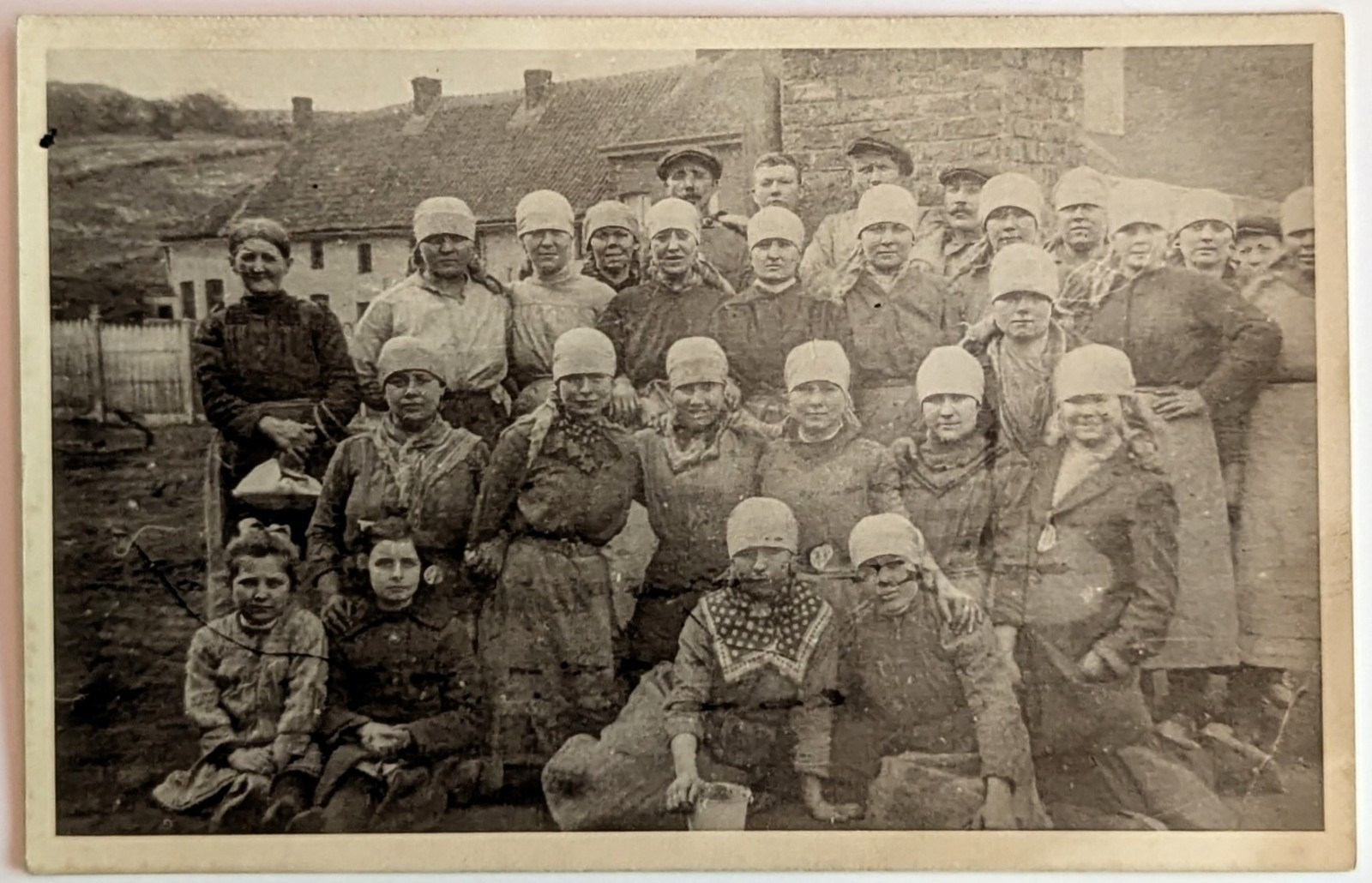 ​​​Antique RPPC Photo Northern France Peasant Women Sugar Beet Harvest Workwear 