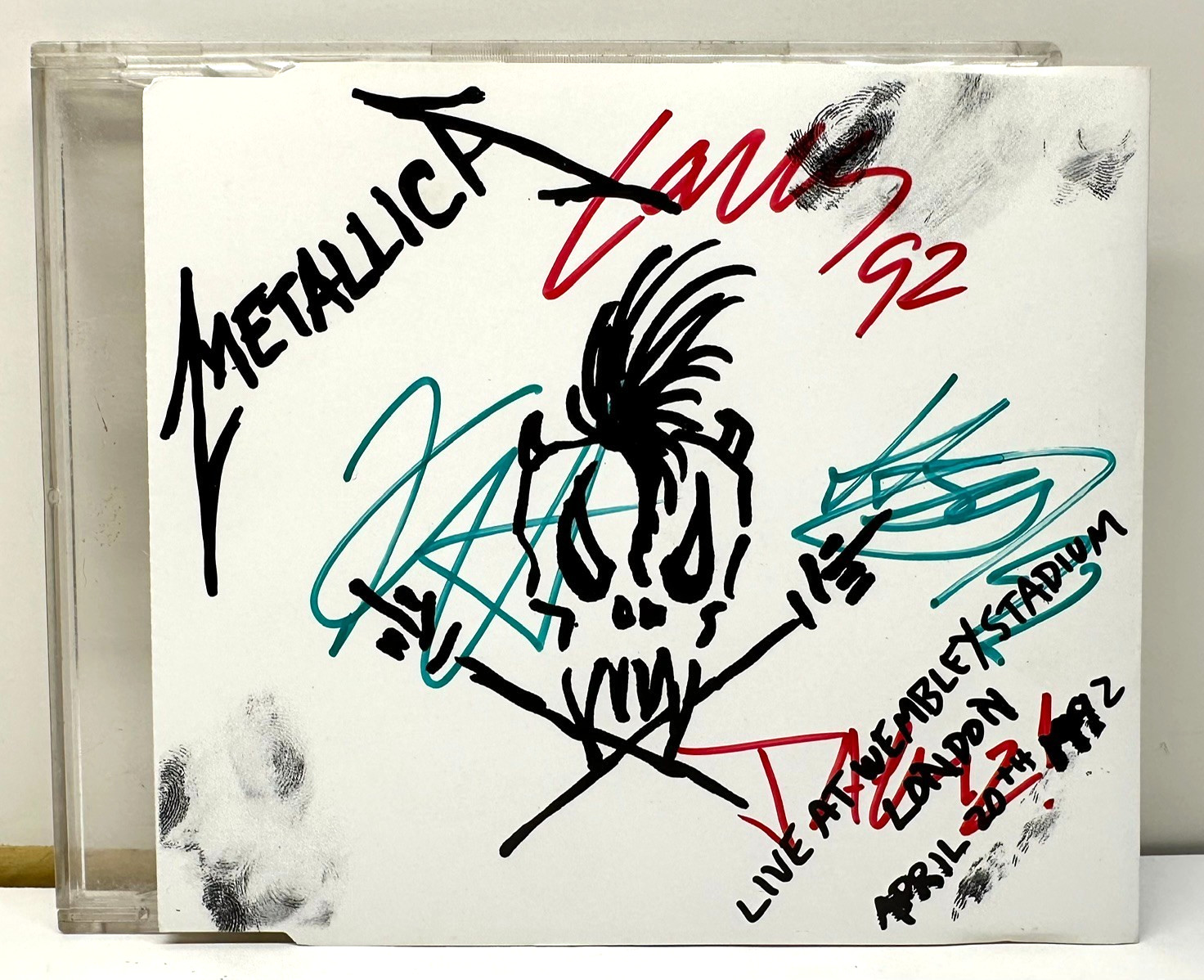 1992 Metallica Live At Wembley London CD Signed By 4 James Lars Kirk Jason Band