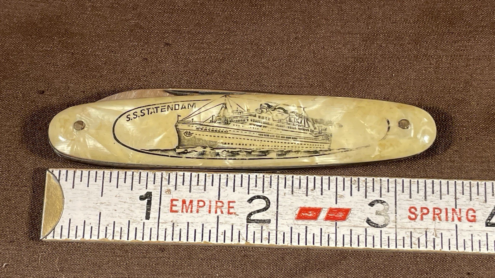 Vintage S.S. Statendam Cruse Ship Advertising Folding Pocket Knife Germany