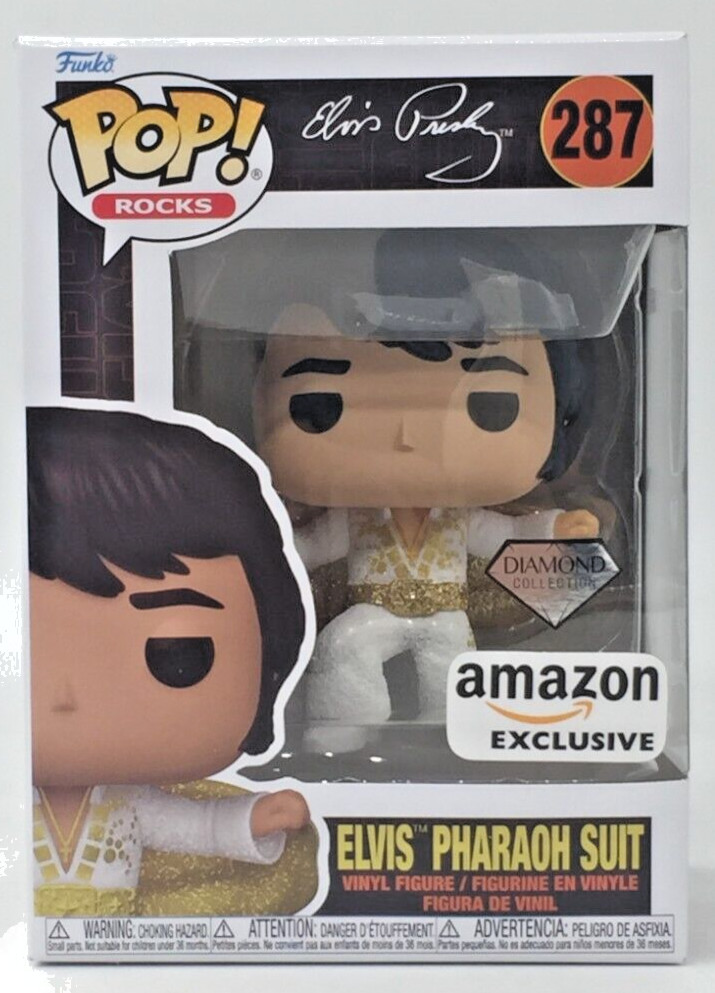 Funko Pop Rocks Elvis Pharaoh Suit #287 Diamond Amazon Exclusive W/Protector