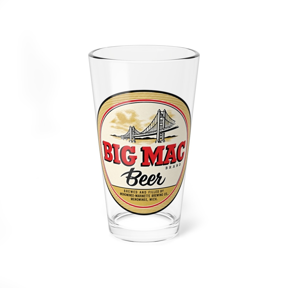 Big Mac Brand Beer Menominee-Marinette Brewing Co MI Retro Breweriana Pint Glass