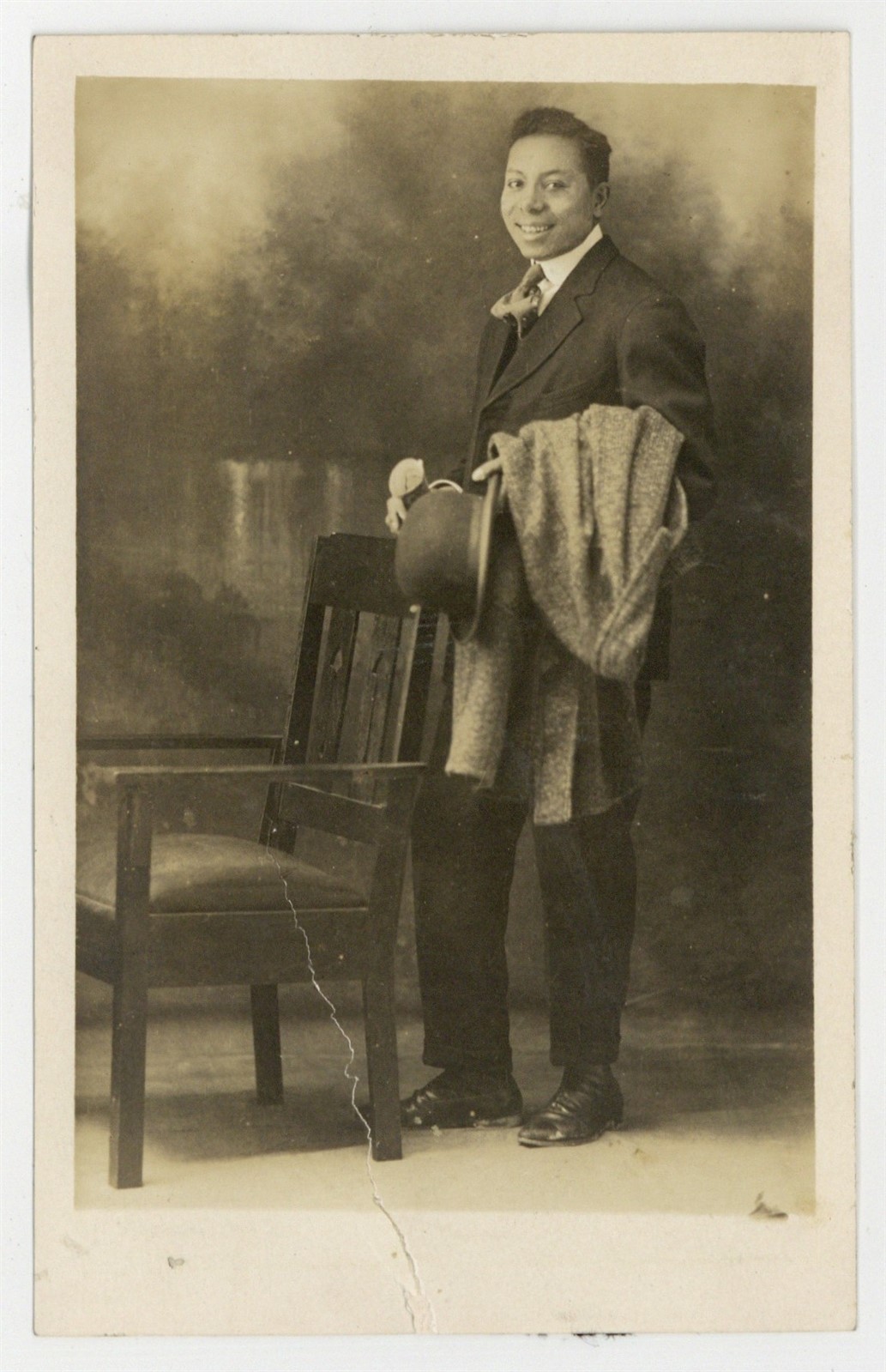Dapper African American Man 1920 Handsome Young Black RPPC Smiling Bowler Hat Dapper African American Man 1920 Handsome Young Black RPPC Smiling Bowler Hat