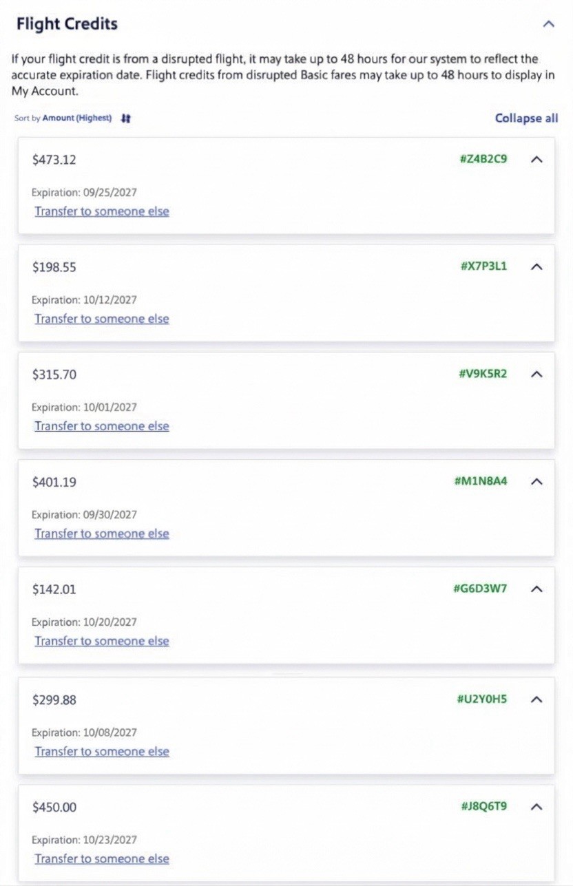 Southwest Airlines $100-2k Transferable Flight Credit- Fast Transfer