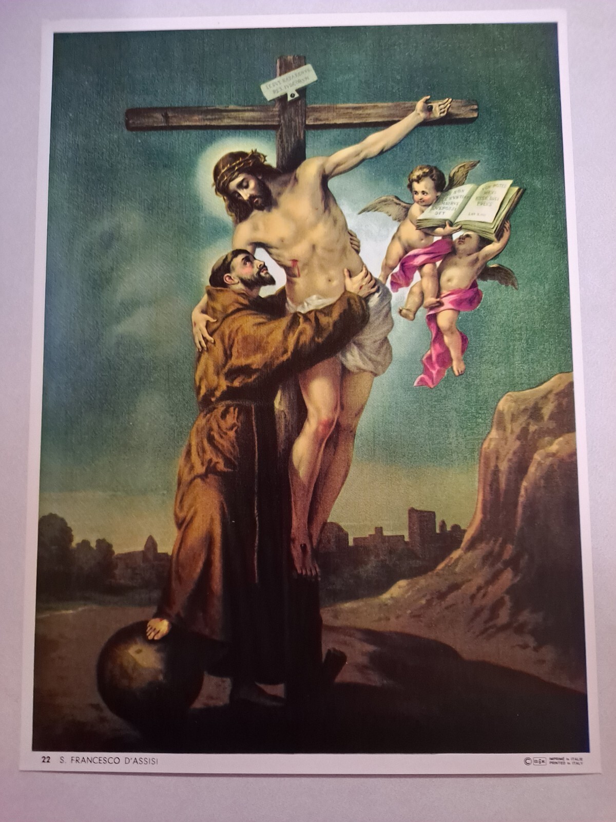 St FRANCIS OF ASSISI Vintage Italy Lithograph Print Never Used 7 1/4\ St FRANCIS OF ASSISI Vintage Italy Lithograph Print Never Used 7 1/4\