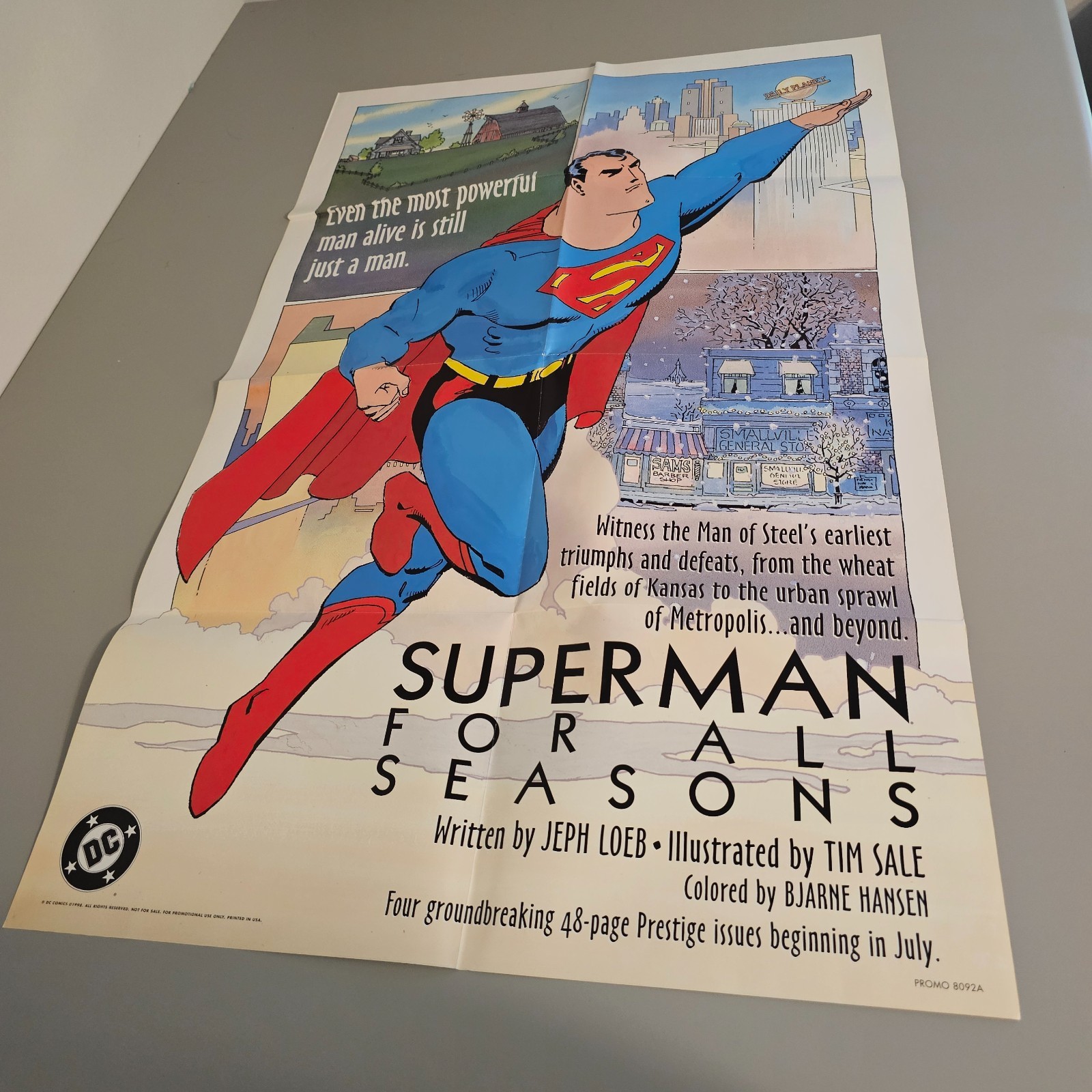 Rare 1998 Superman For All Seasons DC Comics Promo Poster 22x34 Jeph Loeb Tim