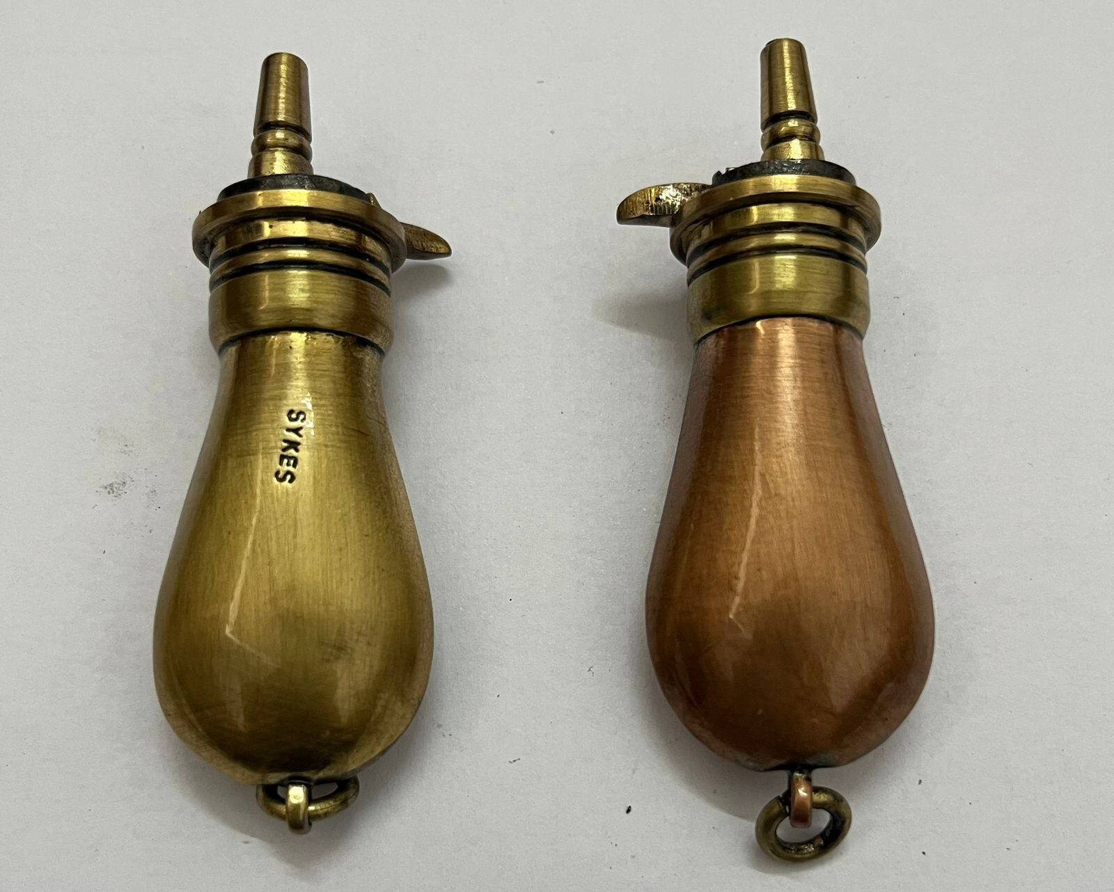 Victorian Style Miniature Brass & Copper Powder Small Collectible Flask set of 2