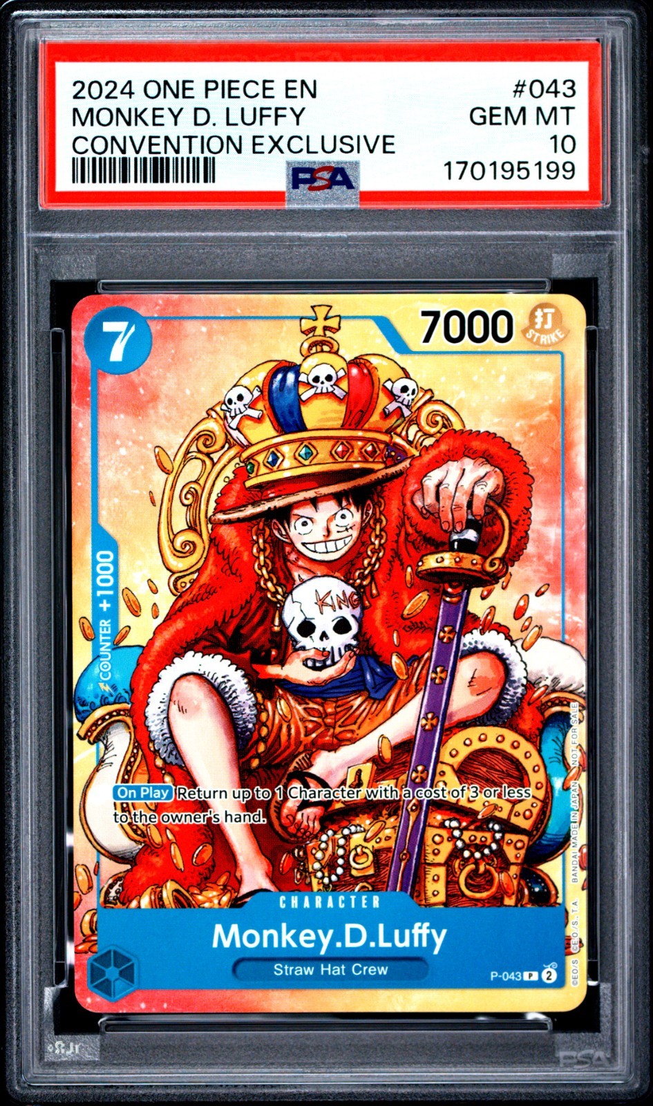 2024 ONE PIECE PROMOS #043 MONKEY D. LUFFY CONVENTION EXCLUSIVE PSA 10 2024 ONE PIECE PROMOS #043 MONKEY D. LUFFY CONVENTION EXCLUSIVE PSA 10