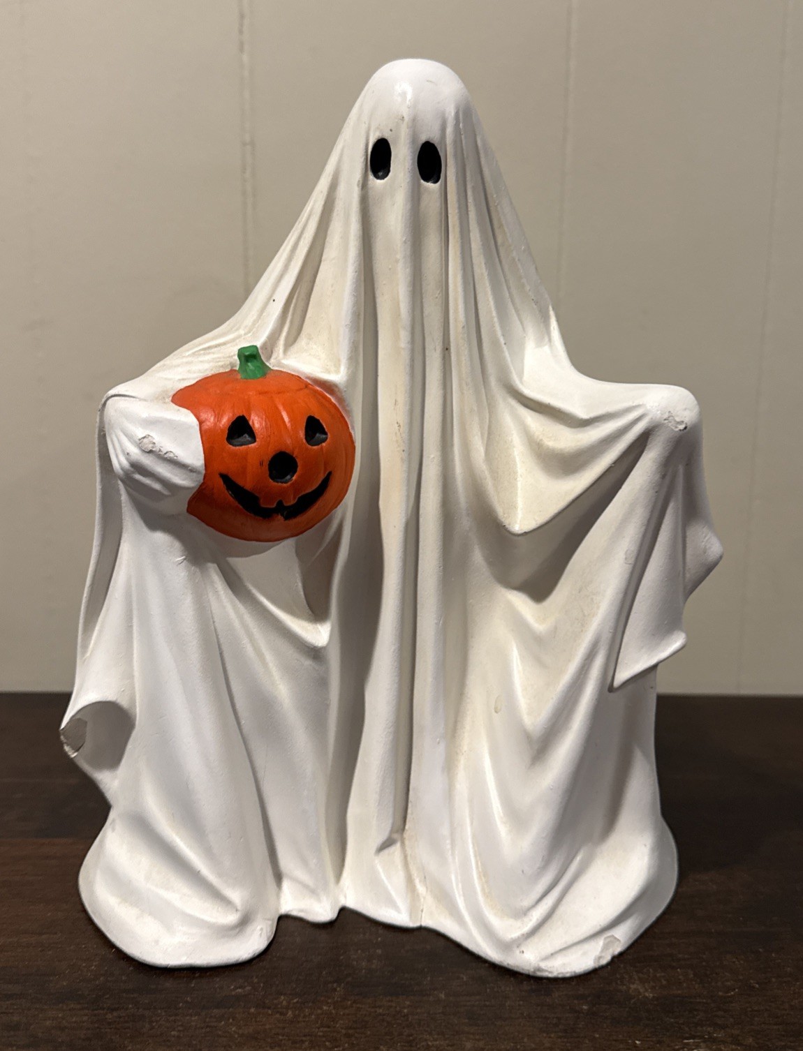 Vintage 1972 Byron Molds Ceramic Halloween Ghost & Jack O Lantern Pumpkin 9.5” Vintage 1972 Byron Molds Ceramic Halloween Ghost & Jack O Lantern Pumpkin 9.5”