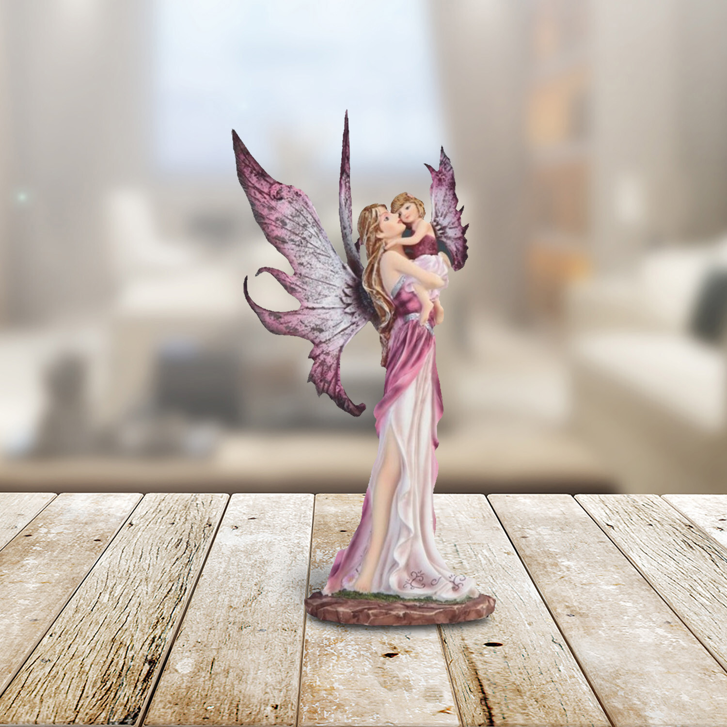 Mother Fairy Embracing Baby Girl Statue 10 Mother Fairy Embracing Baby Girl Statue 10