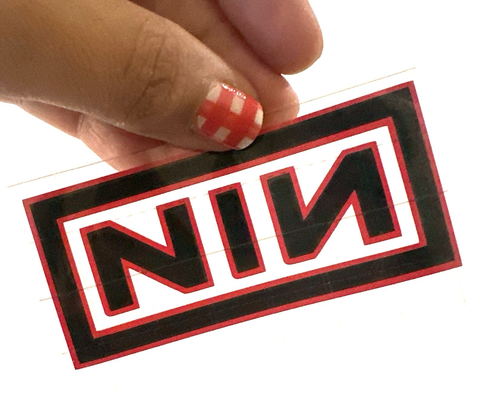 New NIN Nine Inch Nails Red Black Permanent Decal Sticker Vinyl Handmade 3”