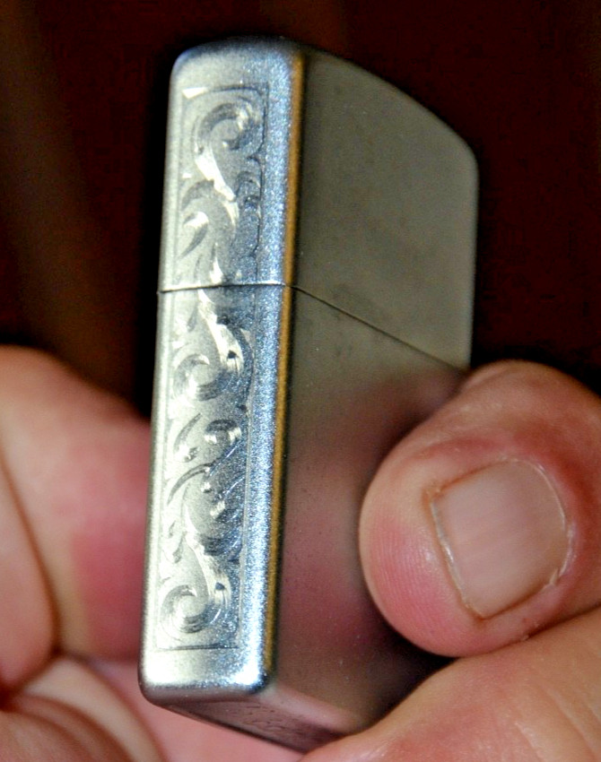 Vtg Zippo Brushed Lighter  Hand Engraved. 2004