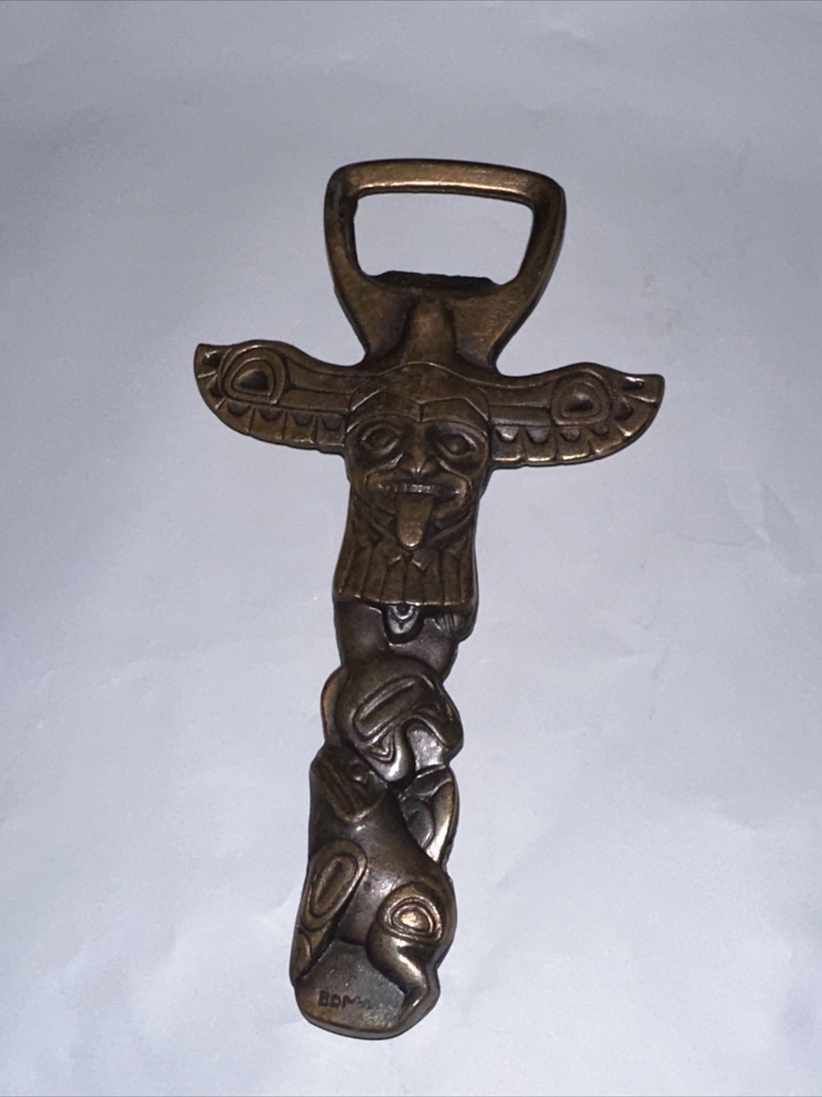 Vintage Bom Canada Totem Bottle Cap Opener Copper Tone