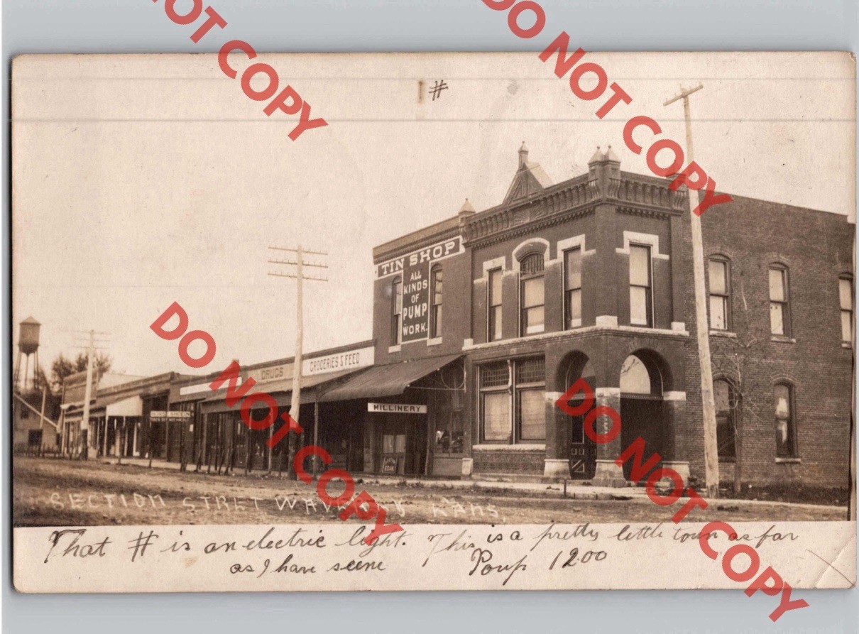 c1910 Street View WAVERLY Kansas KS Coffey County RPPC Real Photo Postcard