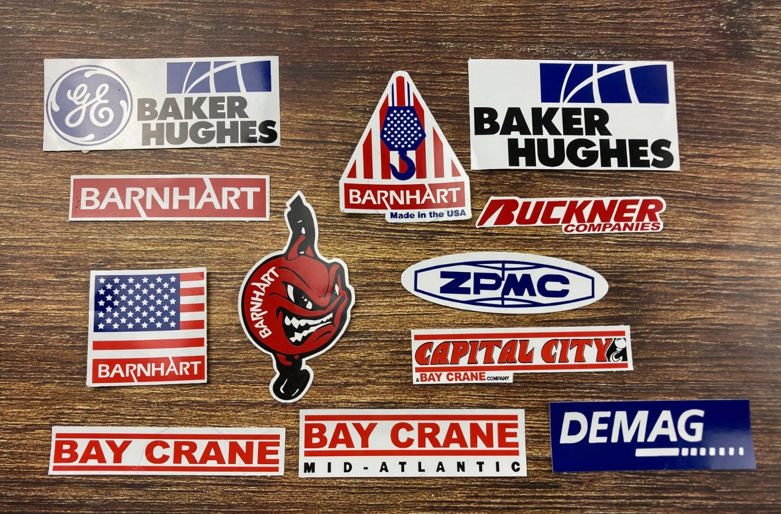Decals GE Baker Hughes Barnhart ZPMC BAY CRANE Demag Buckner Carpenters Laborers
