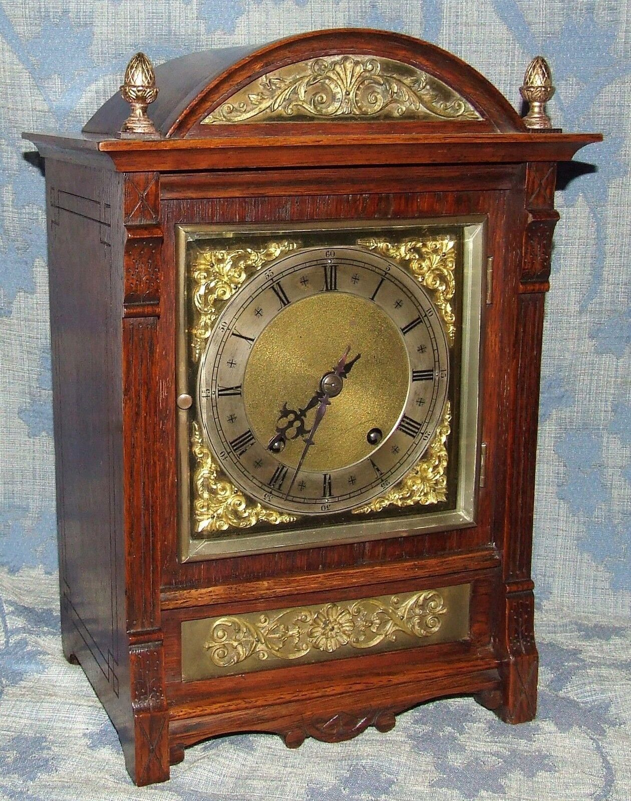 Antique Oak & Brass TING TANG Bracket Mantel Clock WINTERHALDER HOFFMEIER W & H