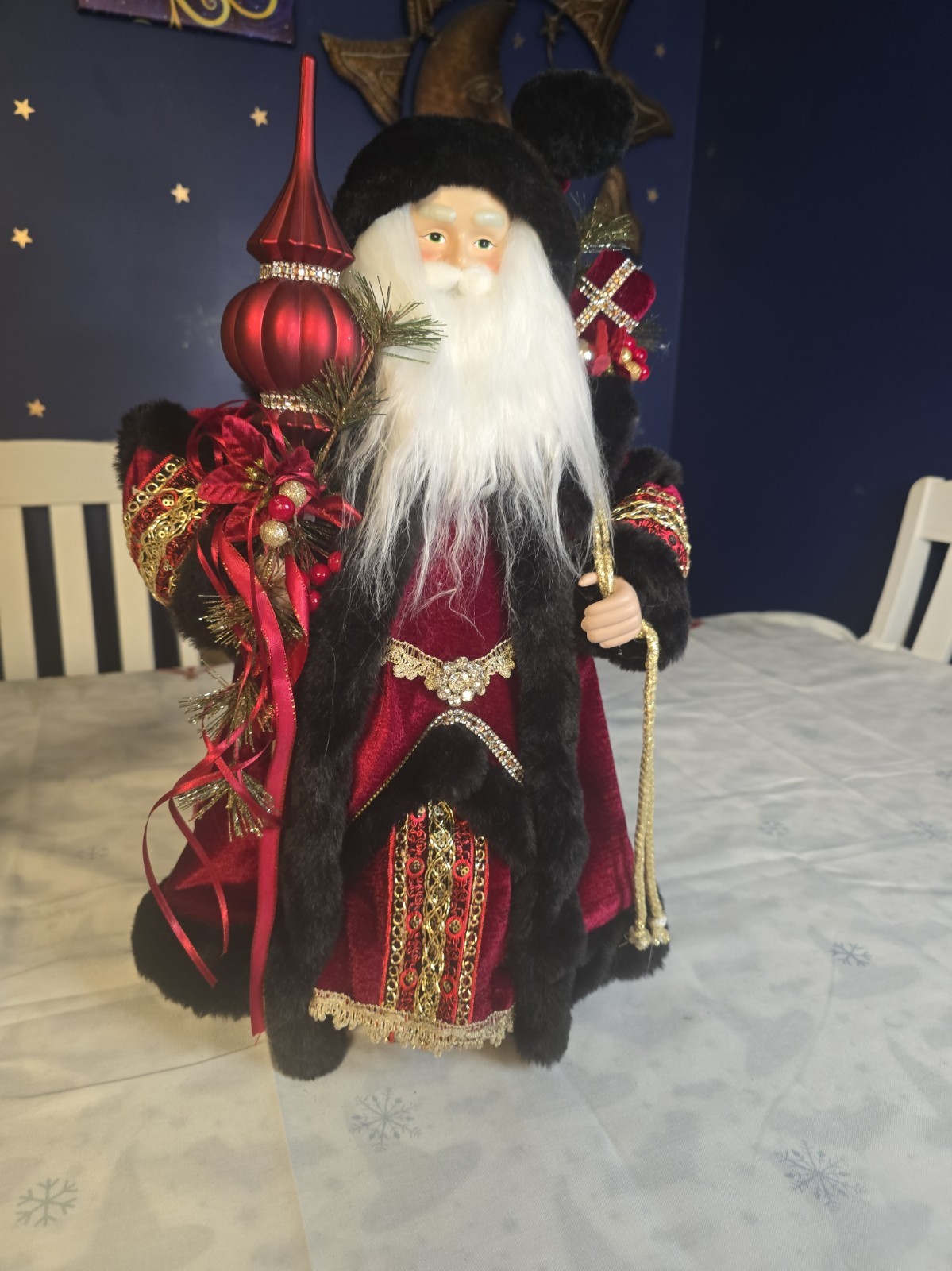 19in Very Nice Santa Claus W/ Ornament & Toy Sack Tabletop Christmas Decoration