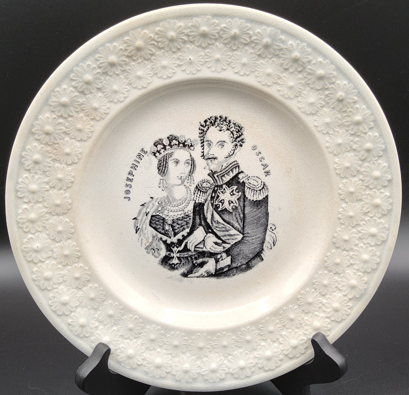 Antique King Oscar I and Queen Josephine of Sweden and Norway Plate Antique King Oscar I and Queen Josephine of Sweden and Norway Plate
