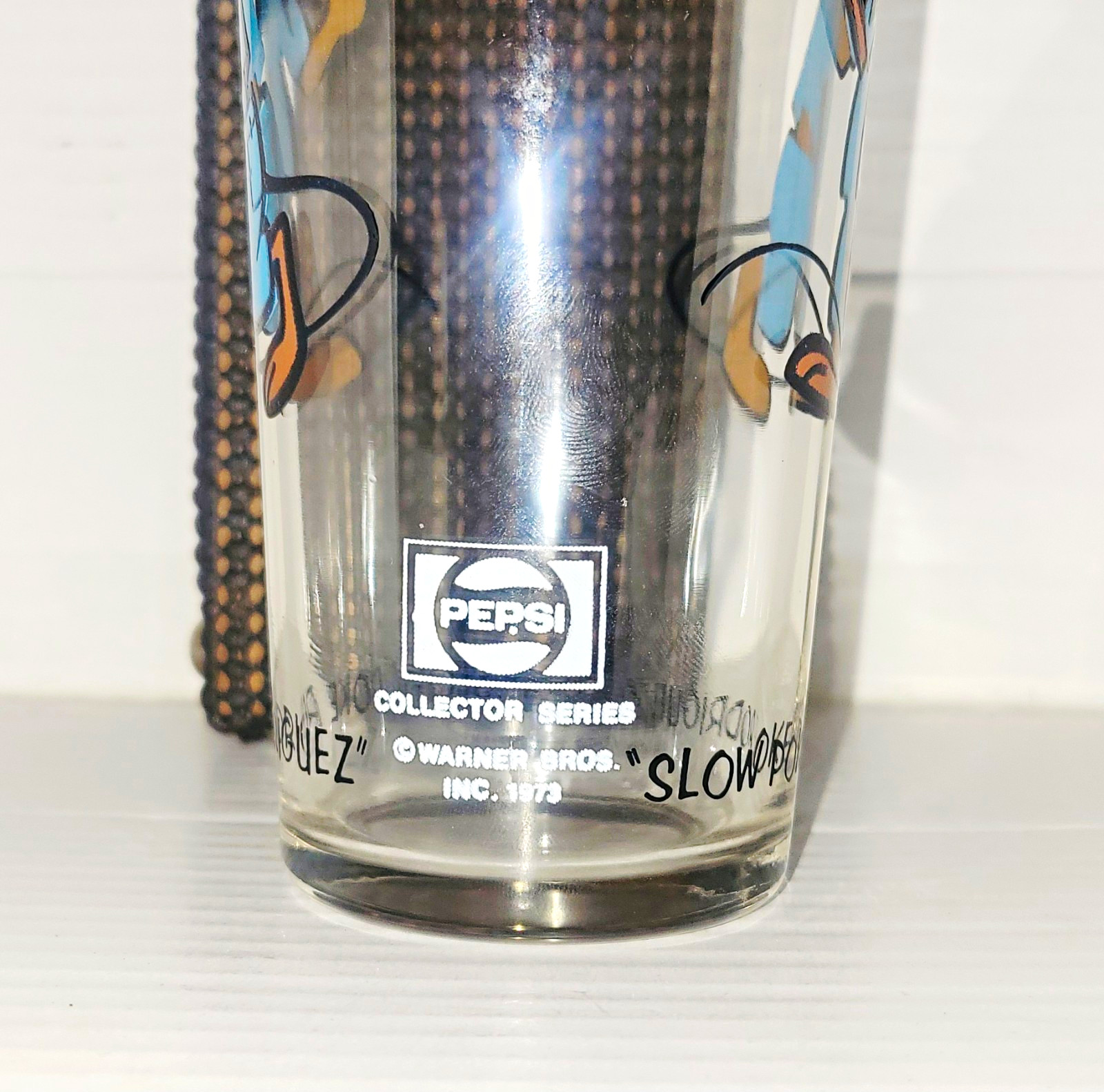 1973 Pepsi Glass Slow Poke Rodriguez Warner Bros Looney Tunes White Lettering