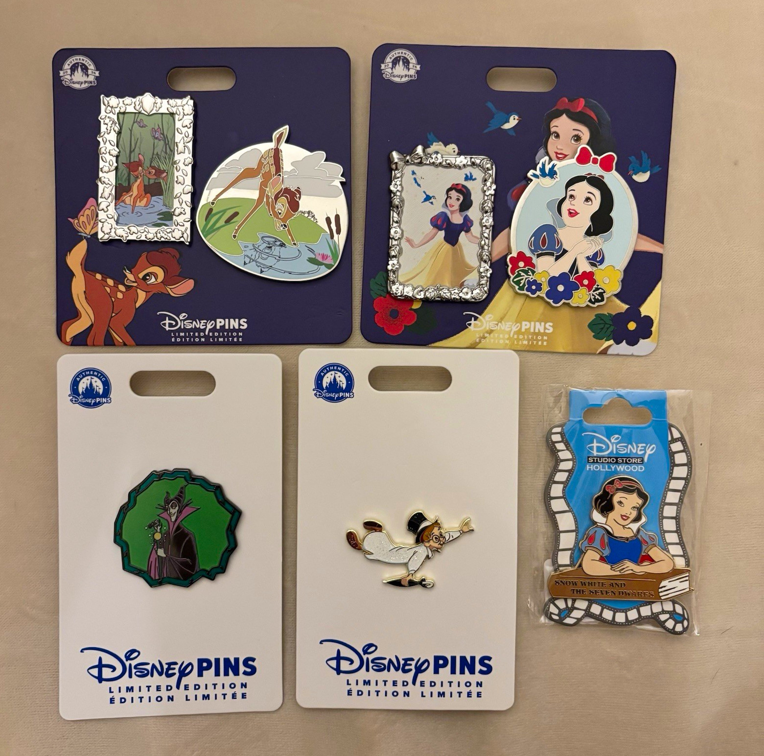 Disney Limited Edition Pin Lot UK Exclusive DSSH Bambi Maleficent Snow White