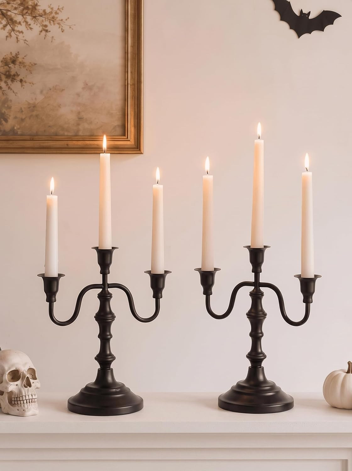 Candelabra Black Candle Holders: Vintage Candlestick Holder 3 Arm Candelabra Black Candle Holders: Vintage Candlestick Holder 3 Arm