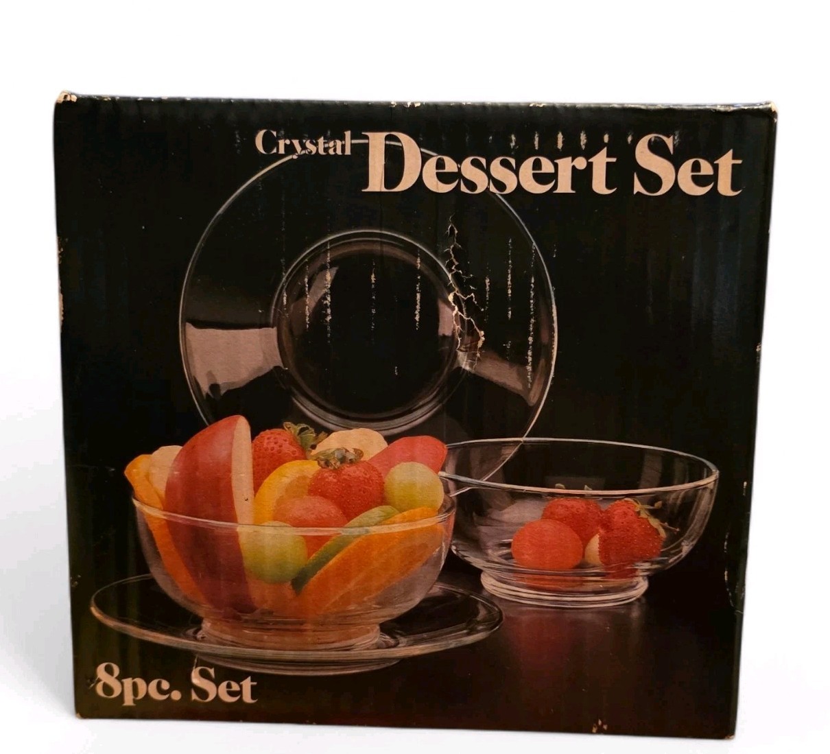 Vtg 80s Leonard Mfg Towle 8 Piece Crystal Dessert Set NIB Contemporary 1981
