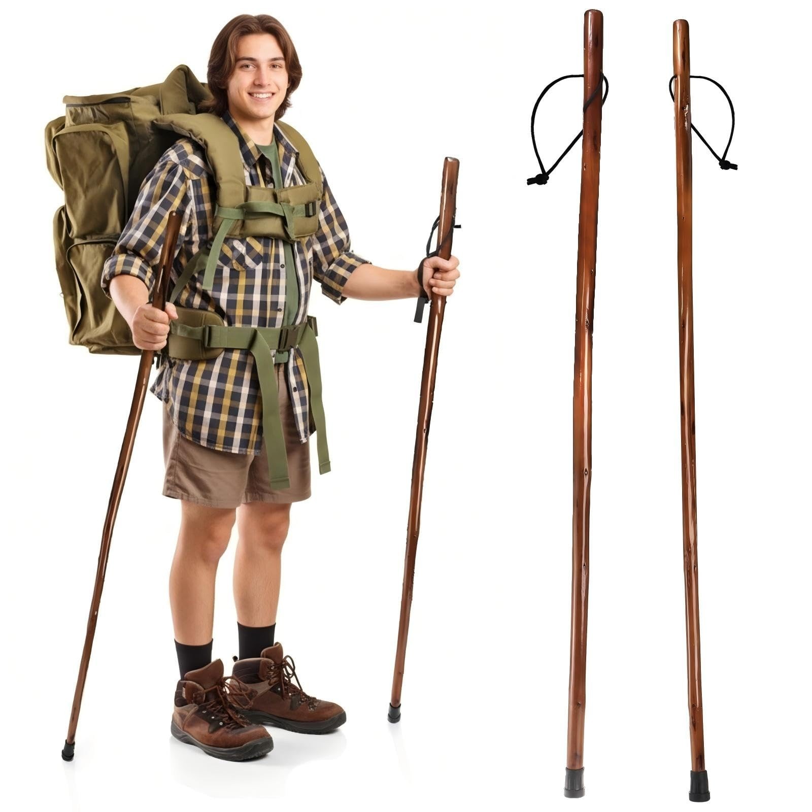 2 Pack Wood Walking Stick, 48 in Natural Wooden Walking Cane, Rustic Cedarwoo... 2 Pack Wood Walking Stick, 48 in Natural Wooden Walking Cane, Rustic Cedarwoo...