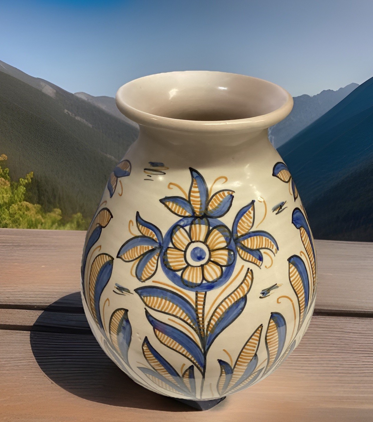 Rare VTG Hand Painted Spanish Talavera De La Menora Jug/vase Floral Rare VTG Hand Painted Spanish Talavera De La Menora Jug/vase Floral