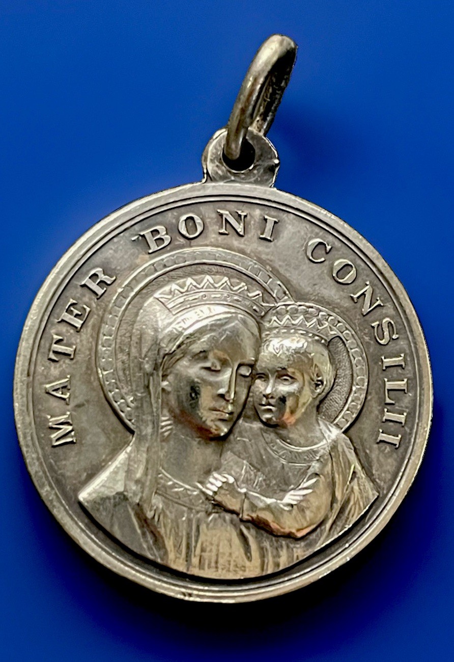 Antique 1920s Mater Boni Consili, Mother Of Good Counsel, Pope Pius XI Medal