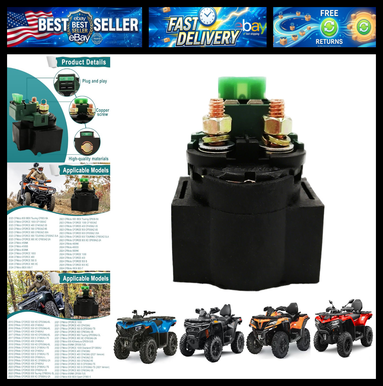 QYMOTO CFMOTO Starter Solenoid Relay Compatible with CFMOTO Cforce 400 500 600 8