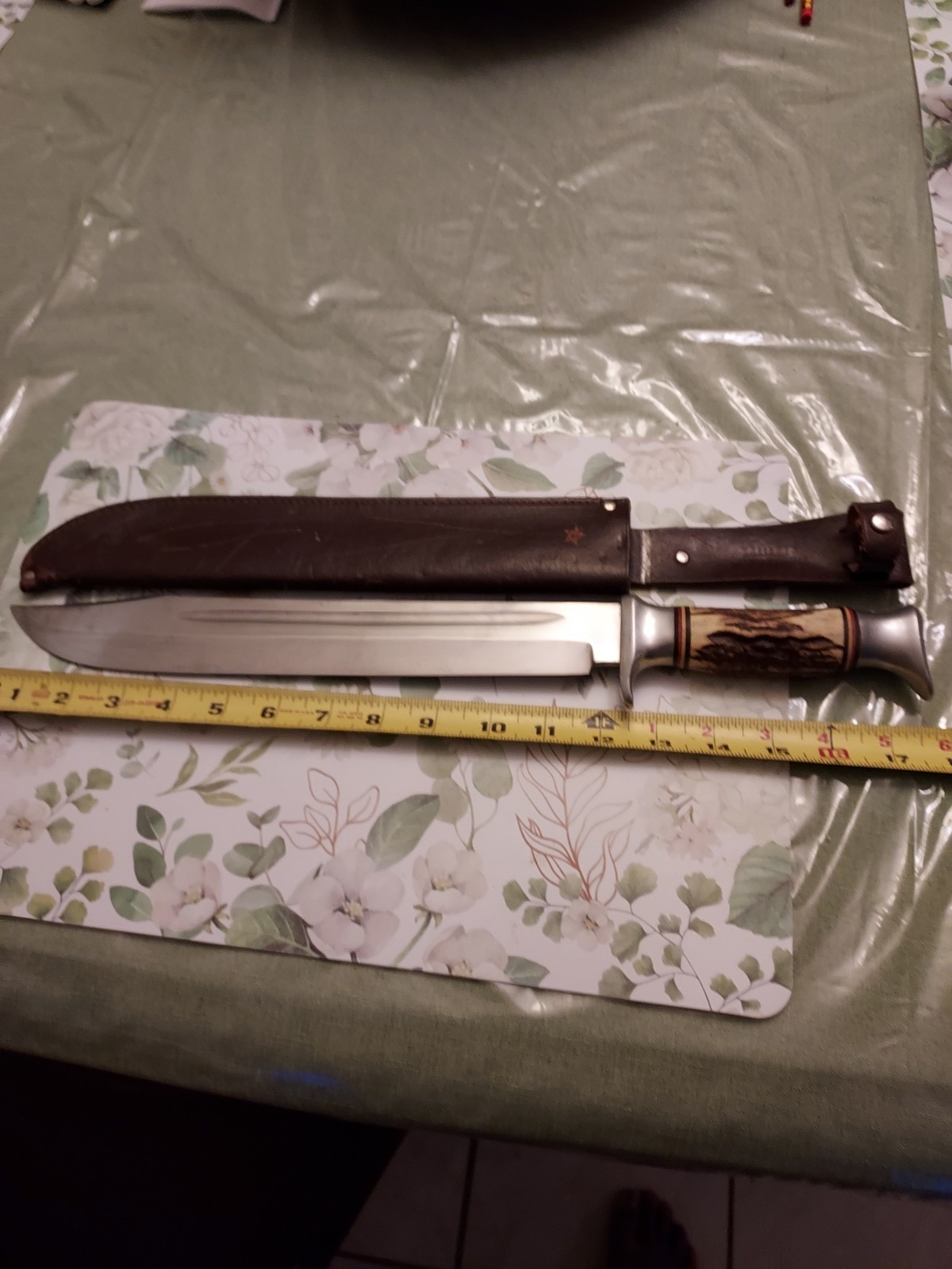 Vintage 50's-60's Widder Solingen West Germany Stag Bone Knife & Sheath 18 Inch. Vintage 50's-60's Widder Solingen West Germany Stag Bone Knife & Sheath 18 Inch.